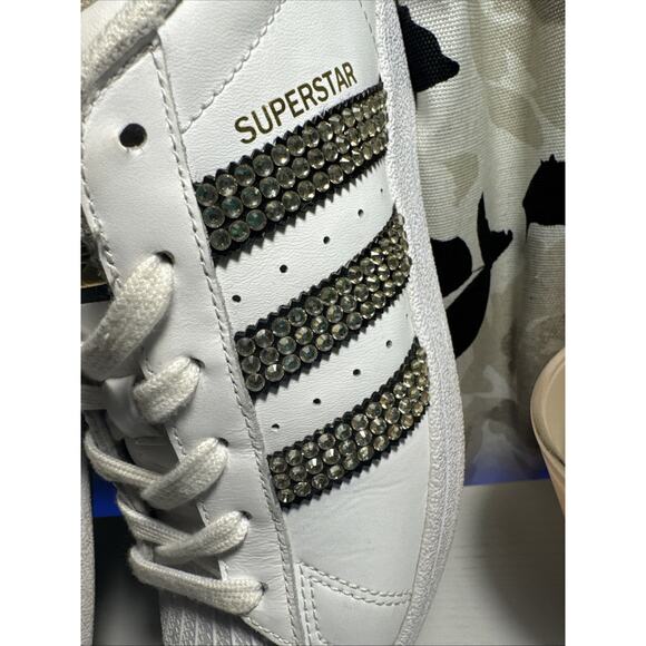 Adidas Superstar Womens Size 7.5 Customized Blinged Out Sneakers C77153 2016 - Picture 4 of 16